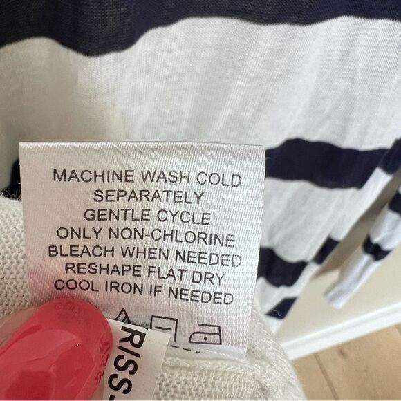 Mud Pie NWT Striped Beau Duster Cardigan WHITE NAVY Size M/L - Picture 9 of 9